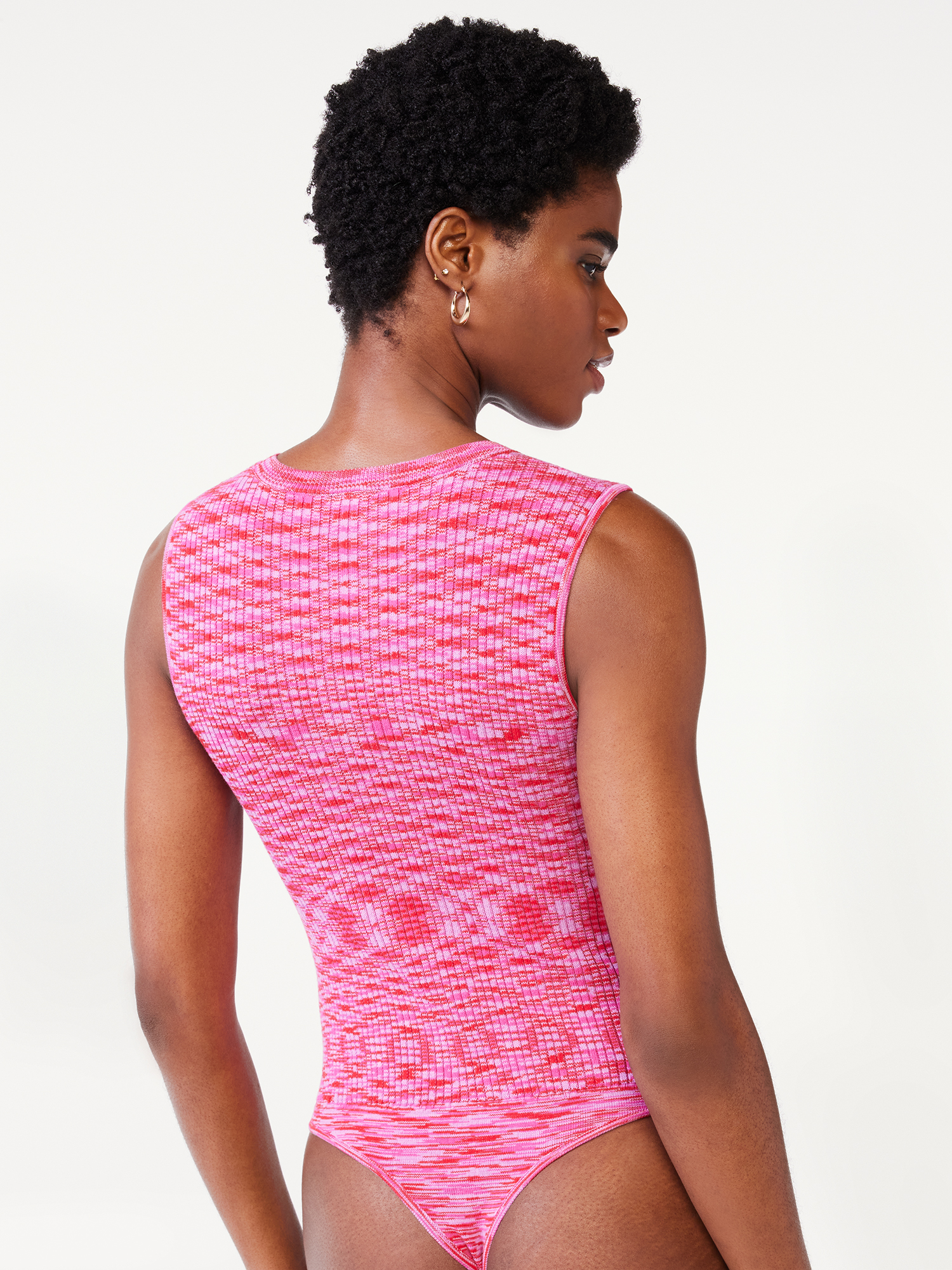 Scoop Women's Sleeveless Ribbed Space Dye Bodysuit, Sizes XS-2X - image 3 of 5