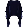 thumbnail image 5 of Women's Trendy Chiffon Capelet Batwing Sleeves Elegant Flowy Evening Wedding Shawl Wrap Sheer Mesh Asymmetric Hem Summer Sun Protection Cover Up Lightweight Beach Vacation Outfits, Navy One Size, 5 of 5