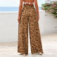 thumbnail image 5 of Women's Leopard Printed Wide Leg Lounge Pants Lightweight High Waisted Y2k Baggy Long Palazzo Drawstring Loose Fit Trousers with Pockets XL, 5 of 5