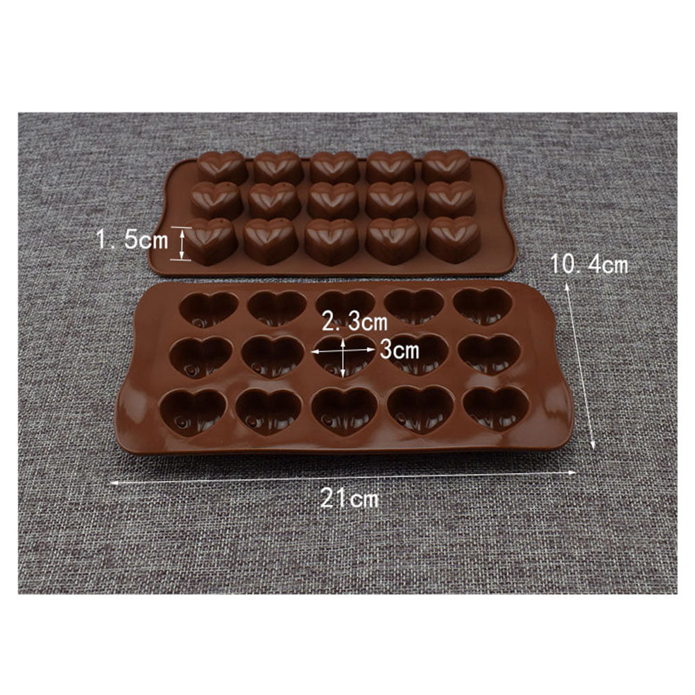 15 solts Silicone Love Heart Chocolate Mold Candy Cookies Cake Baking Mould 