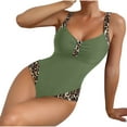 thumbnail image 2 of HaoXianJian Women Swimsuit 1 Piece Cheeky leopard Print Bathing Suit V Neck Bodysuit Flowy Body Shaping Swimwear, 2 of 5