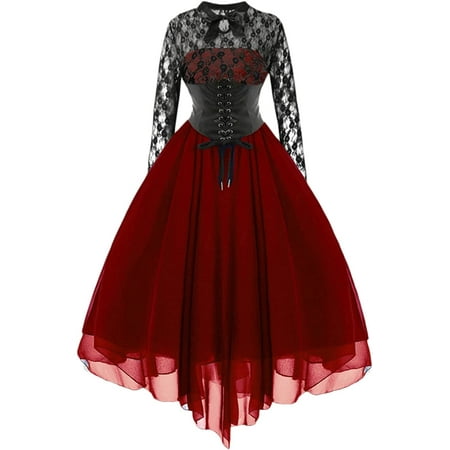 

Retro V Sleeve Solid Long Bind Lace Women s Color Neck Princess Style Dress Women s Dress Dress Shoe Women