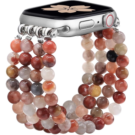 EIKODO-Natural Stone Bracelet Beaded-Bands Women Compatible with Apple Watch Band 38mm 40mm 41mm 42mm (S10) Feminine Cute Handmade Elastic Stretch Strap for iWatch Series 10/9/8/7/6/5/4/3/2/1/SE