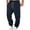 Navy, variant on DODADAWANJ Gym Cargo Pants for Men with Zipper Multi Pockets Drawstring Waist Jogging Pants Big and Tall Elastic Bottom Athletic Pants for Hiking Camping Workout