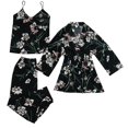 thumbnail image 1 of Fgnfyis Ensemble de Pyjama 3 Pcs à Manches Longues pour Femmes, Noir TTG, 1 of 9