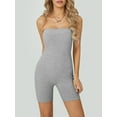 thumbnail image 3 of Musuos Women Strapless Shorts Jumpsuits Summer Solid Color Backless Bodysuit, Gray, 3 of 10