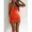Orange-M, variant on Orange Sleeveless Bodycon Mini Dress With Lace Trim And Ruched Detail