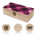 thumbnail image 3 of 7.9×2.3 In Wooden Boxes Durable Easy To Use Dustproof Prevent Slippery Delicate And Cabinet Argyle Plaid Magenta_4, 3 of 8