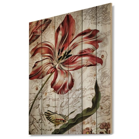 Design Art - Red Floral Pattern with Butterfly | Walmart Canada