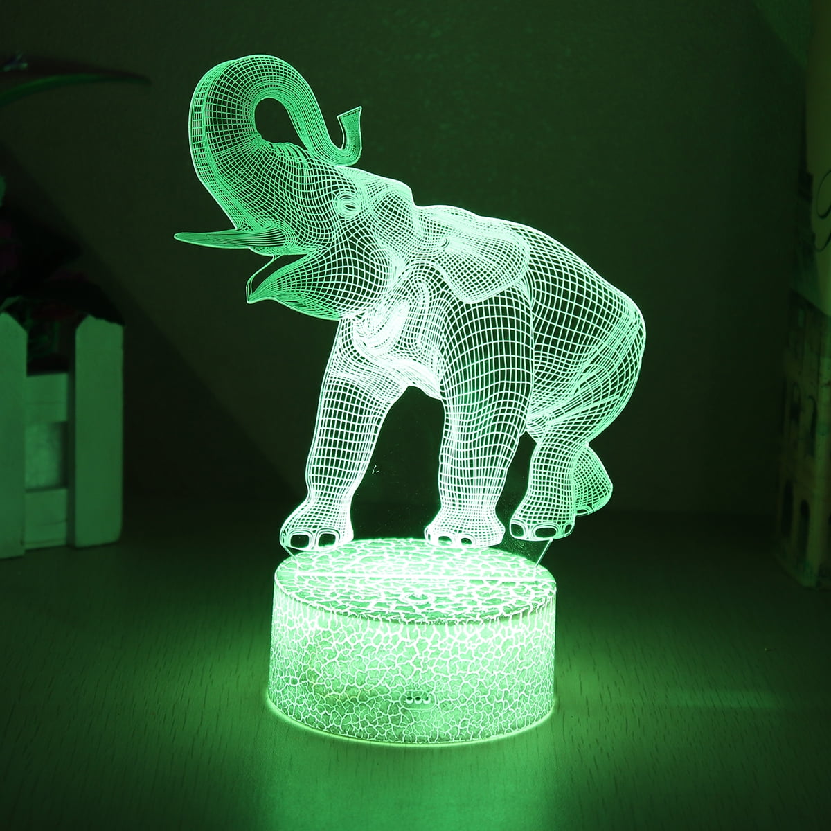 3D Elephant Shape LED Remote/Touch Control Night Light 7/16 Colors Change Decor 