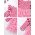 thumbnail image 6 of IDOPIP Toddler Girls Sequins Velvet Tutu Dress Glitter Christmas Tiered Mesh Dress 9-12 Month Pink, 6 of 8