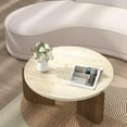 thumbnail image 6 of Round Travertine Texture Coffee Table, 28 inch Stone Coffee Table, Modern Design, Durable, Minimalist, 6 of 8