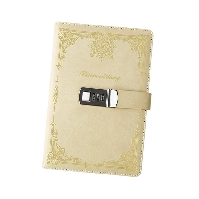 Luzkey Diary with Lock Locked Diary Notebook PU Leather Portable Password Lock Diary Locking Journal for Home Office Men Adults Kids Yellow