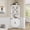 White, variant on Gaderth Corner Cabinet, Tall Corner Storage Cabinet with Glass Door & Adjustable Shelves, 6-Tier Farmhouse Hutch with Storage for Living Room, Kitchen, Bathroom