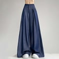 thumbnail image 3 of Fiaer,Wide Leg Plus Size Pants for Women,Women's High Waisted Jeans Wide Leg Slack,Ladies Lightweight Casual Trendy Flowy Trousers with Pockets Blue XL, 3 of 5