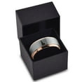 thumbnail image 3 of Tungsten Idaho The Gem State Band Ring 8mm Men Women Comfort Fit 18k Rose Gold Step Bevel Edge Brushed Polished, 3 of 4