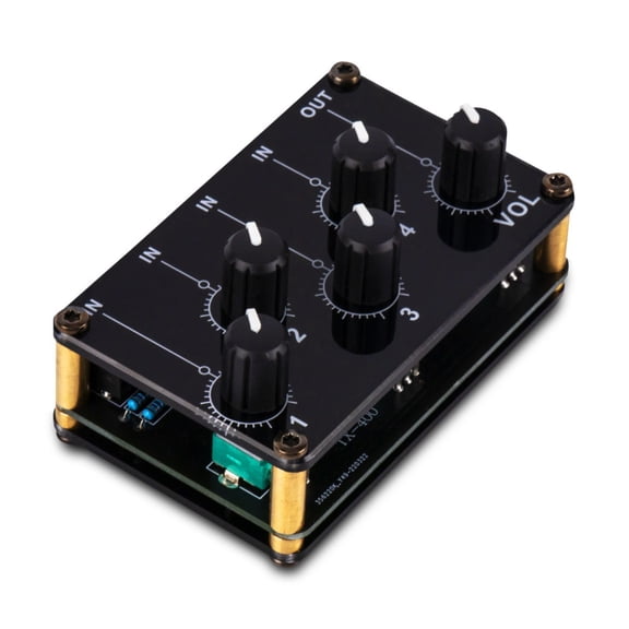 GUYUTING 4 Channel 3.5mm Audio Mixer Portable Passive Stereo Volume Control Line Mixing Recording Ultra-Low Noise