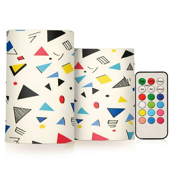 Yayeee Flameless Candles with Remote Flickering Battery Operated Multi Color Changing, Retro Triangles