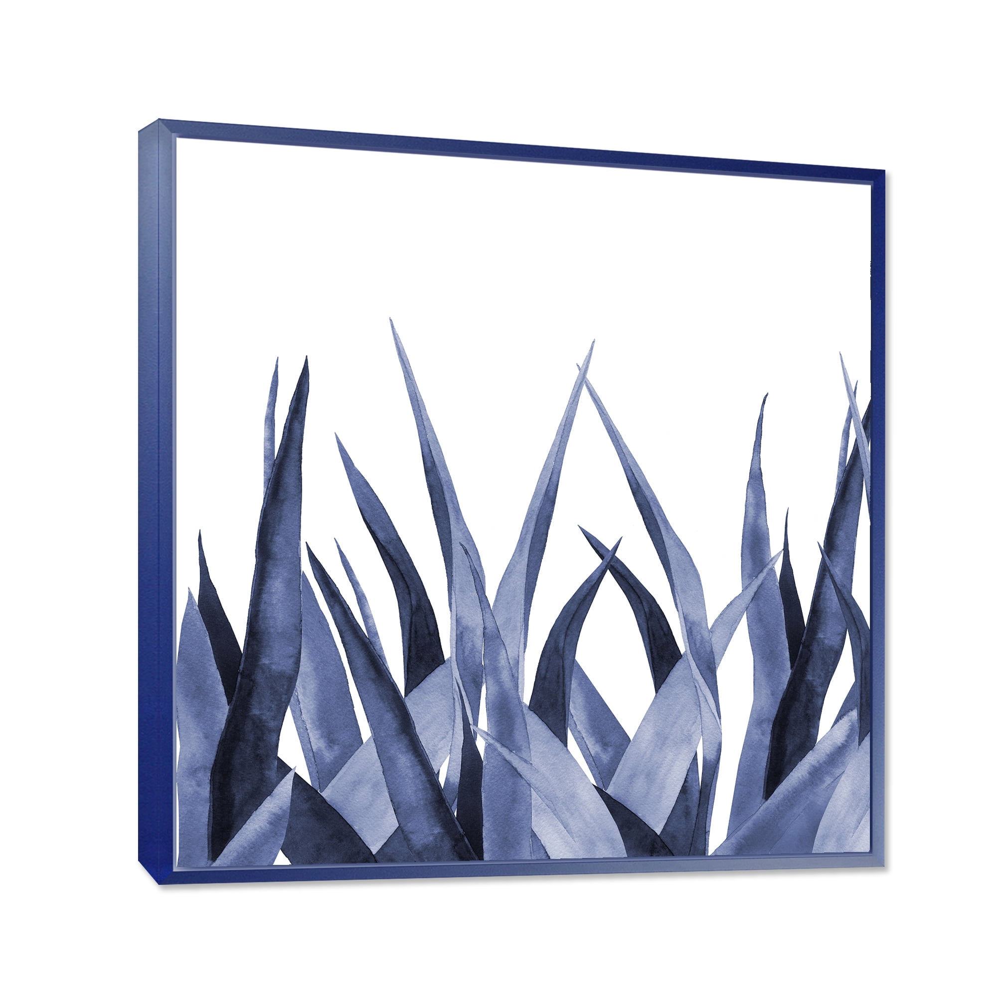 Designart 'Close Up Navy Blue Agave Leaves' Traditional Framed Canvas Wall Art Print