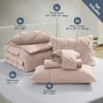 thumbnail image 4 of Virtu Full Comforter Set, 7pc Bed in a Bag, Pleated Bedding Comforter Sets with Sheets, Peach Purple, 4 of 10