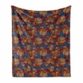 thumbnail image 1 of Floral Soft Flannel Fleece Blanket, Funk Art Style Onion Flowers Pattern in Pastel Tones Modern Boho Print Artwork, Cozy Plush for Indoor and Outdoor Use, 60" x 80", Blue and Brown, by Ambesonne, 1 of 6
