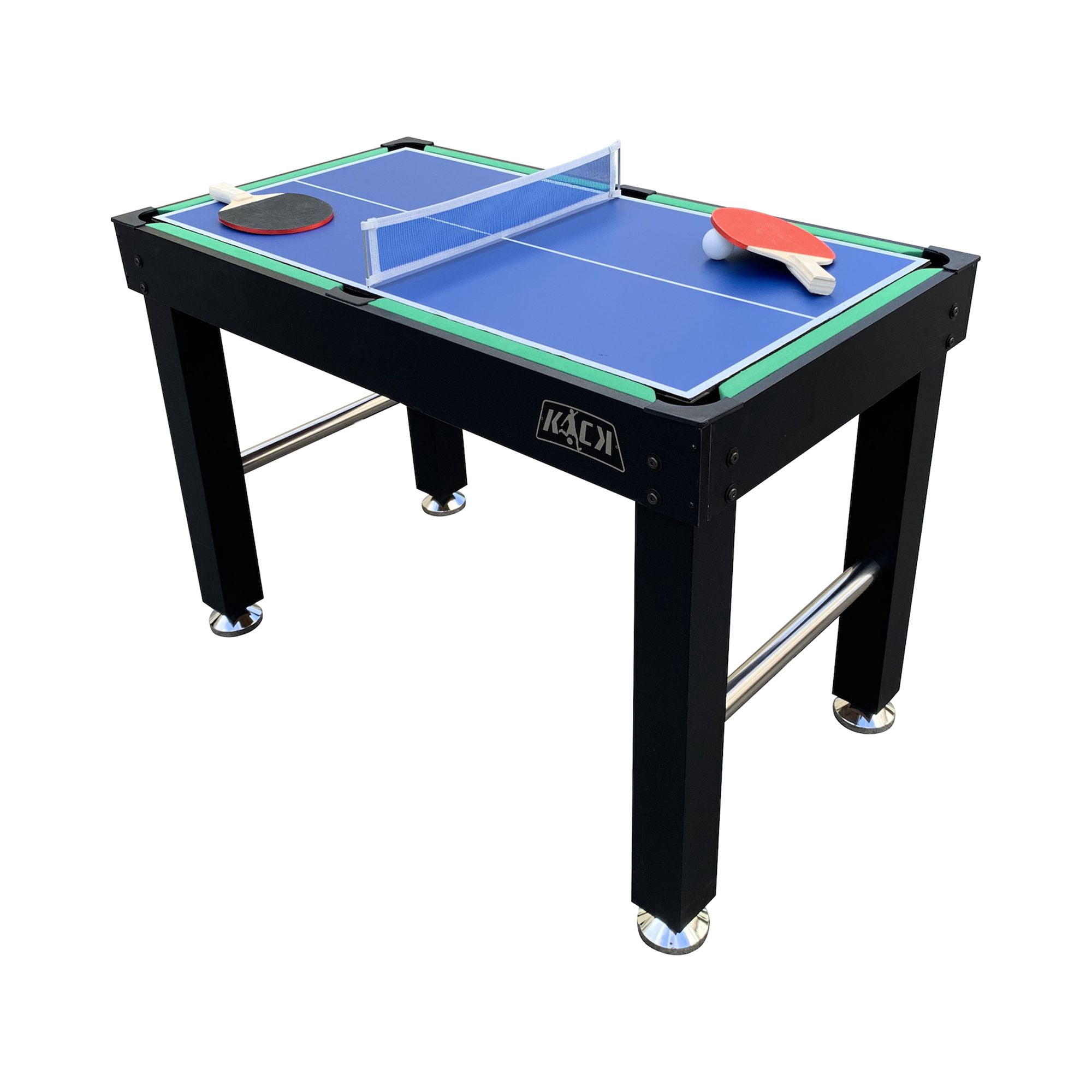 KICK Hexad 48″ 6-in-1 Multi Game Table (Black) - Combo Game Table Set - Billiards, Foosball, Glide Hockey, Table Tennis, Mini-Shuffleboard, and Mini-Bowling for Home, Game Room, Friends and Family!