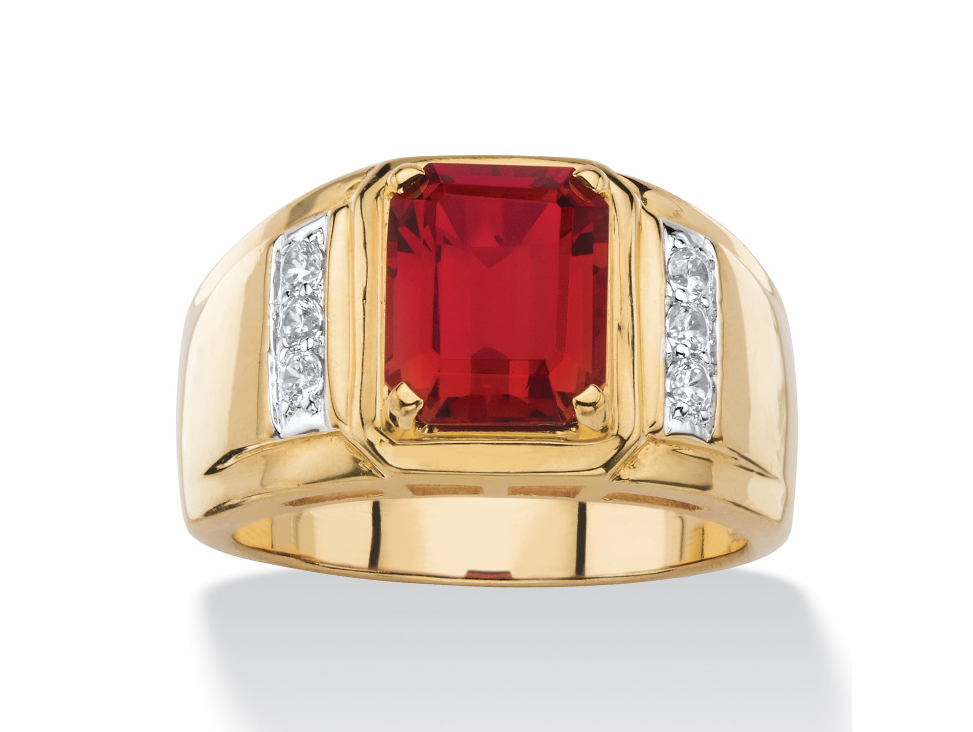Genuine Emerald Engagement Ring for Men 18K Gold Plated Genuine 925 Sterling Silver Mens Ring