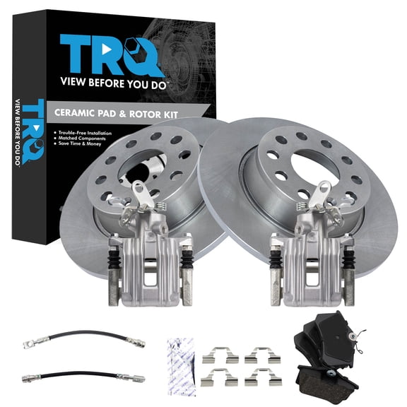 TRQ Rear Brake Pad & Rotor Kit Ceramic Fits 2010 Audi A3 A3 Quattro 2011 Volkswagen Golf 2013 Jetta