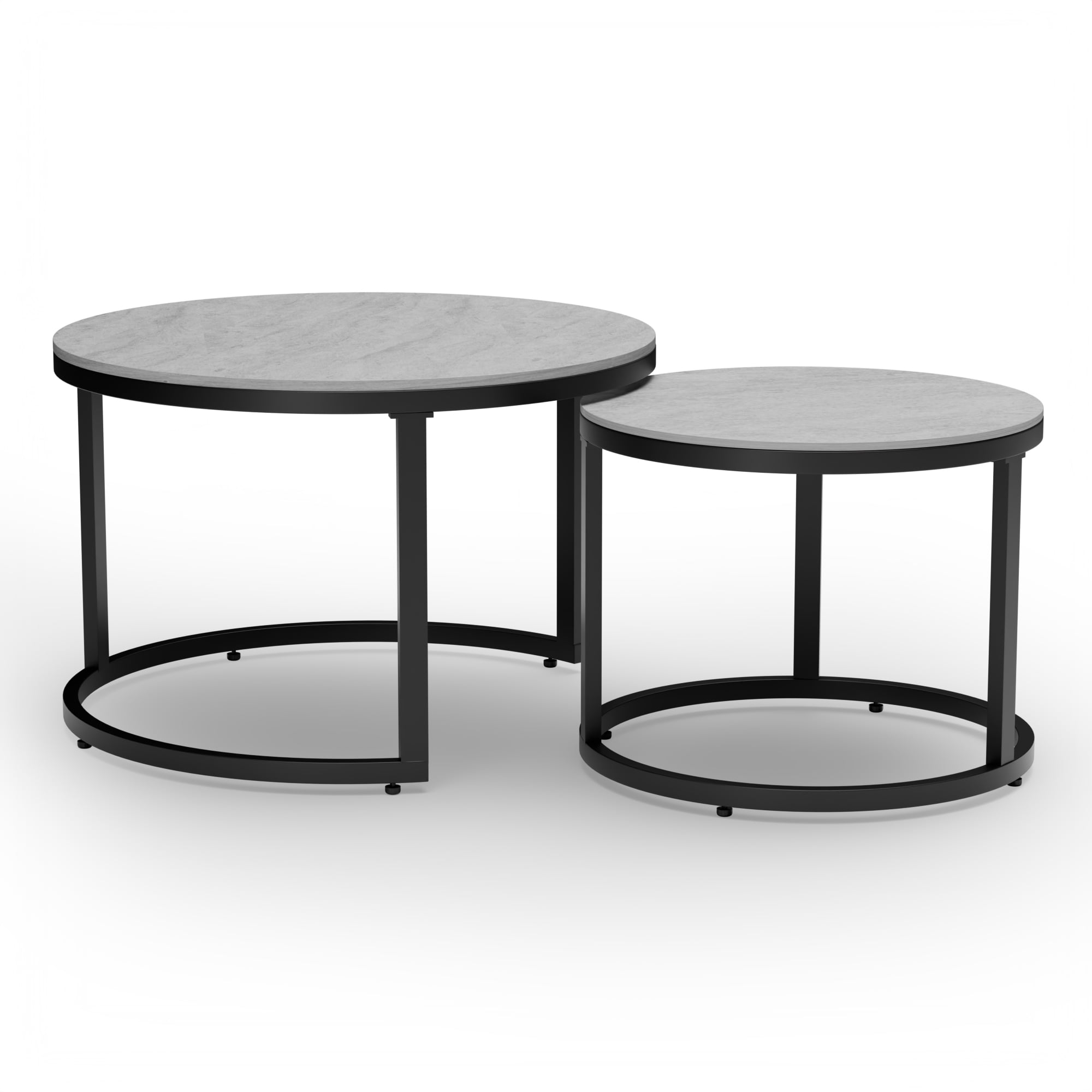 Glory Patio Nesting Coffee Table Set of 2 Pieces, Art Deco, Tempered Glass, Black