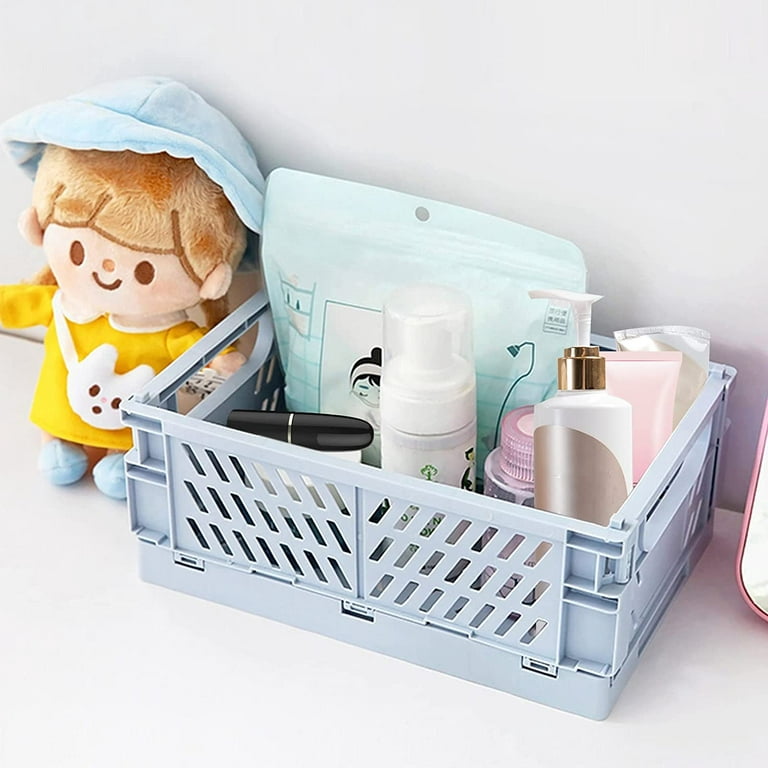 Mini Baskets Shelf Stacking Folding Crate Bin for Bedroom Small Plastic  Storage Baskets for Home Kitchen Bathroom Office - AliExpress