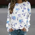 thumbnail image 2 of Hueook Long Sleeve Shirts for Women Women's Fashion Casual Printed Round Neck Long Sleeve Sky Blue XL, 2 of 5