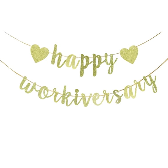 Happy Workiversary Banner,Gold Glitter Paper Sign for Work Party Office Party,Happy Work Anniversary Party Decorations.(glitter)