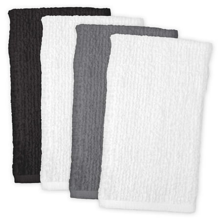 

Set of 4 White and Black Solid Bar Mop Cleaning Dish Towels 18 x 28