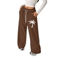 thumbnail image 4 of ZXLBBD Girl's Elastic Waist Straight Leg Summer Beach Pants with Drawstring for Kids Kids Comfort Soft Bottoms Versatile Causal Daily Wear,Coffee,Size 6 Y-7 Y, 4 of 4
