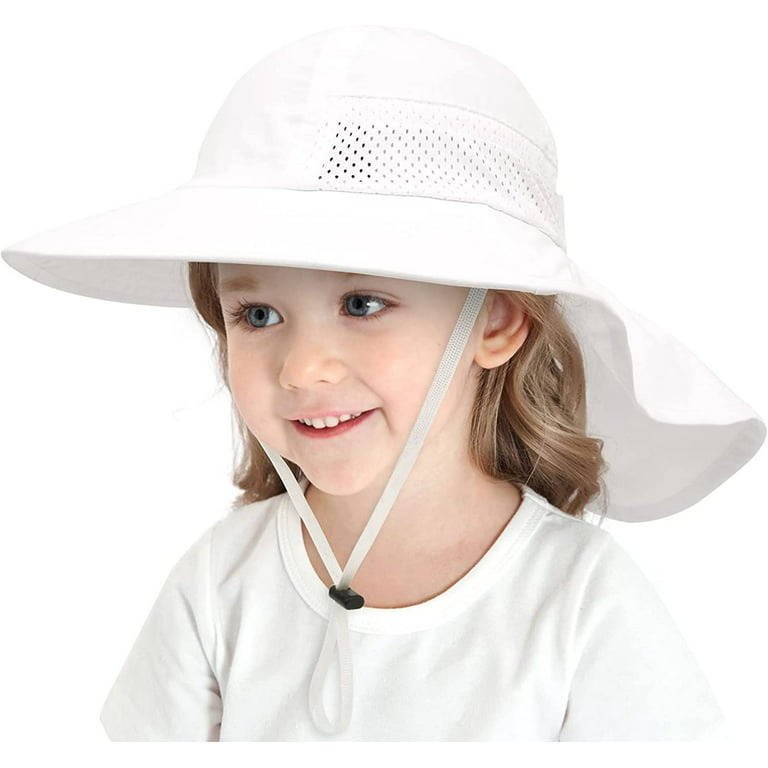 Yuanbang Toddler Kids Sun Hat, UPF 50+ Kids Sun Hat with Neck Flap, Mesh Big Brim with Quick Dry Design Age 1-6,M(2-6y),White, Kids Unisex, Size: One