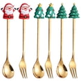 thumbnail image 1 of 1 Set of Stainless Steel Spoons Dessert Spoons Christmas Tableware Cake Serving Forks, 1 of 9