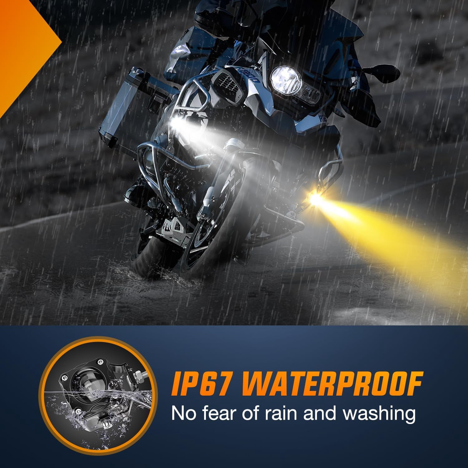 Nilight 1.7-Inch LED Pods, White Amber Spot Beam Off-Road Lights for Motorcycle Dirt Bike ATV UTV (IP67 Waterproof)