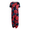 thumbnail image 5 of Gibobby Vestido casual de punto para mujer Vestido de manga corta con estampado floral informal para mujer, con bolsillos sueltos, cómodo, elegante y a la mod(Rojo,XL), 5 of 5