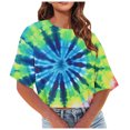 thumbnail image 1 of Posijego T-Shirts Teinture sur Nœuds Graphiques pour Femmes Été Décontracté Col Rond Manches Courtes Crop Tops, 1 of 6
