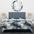 thumbnail image 3 of Designart "Patterned Celestial Elegance in Gold and Blue Marble III" Marble Bedding Covert Set - Glam Bed Set With 2 Shams, 3 of 5