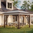 thumbnail image 2 of 12x12 Pop Up Canopy Tent with Netting Carry Bag Instant Sun Shelter 137 sq ft Shade Beige Brown, 2 of 7