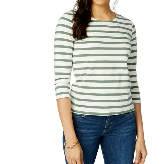 Maison Jules Womens Striped Bow Basic T-Shirt