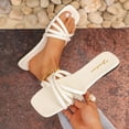 thumbnail image 2 of CHUMUD Slippers for Women Outdoor Woven Multi-Strap Square Toe Flat Slide Sandals, Casual Open Toe Slip-On Slippers, Lightweight Summer Beach Sandals, 2 of 9