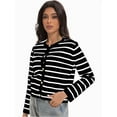 thumbnail image 5 of Women's Striped Cardigan Sweater Trendy Long Sleeve Button Down Crew neck Cardigans, 5 of 6
