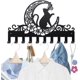 thumbnail image 1 of Perchero de pared de metal con diseño de gato, luna y mariposa, 15,7 x 9,8 pulgadas, con 10 ganchos, diseño de animales, plantas y arte negro., 1 of 9