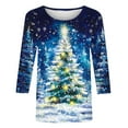thumbnail image 5 of Christmas Shirts for Women 2025 Sparkly Christmas Tree Shirt Womens 3/4 Sleeve Tops and Blouses Casual Round Neck T-Shirt Dressy Fashion Tops, 5 of 5