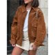 thumbnail image 4 of Chaqueta Vintage de Ante Sintético para Mujer, con Cremallera, Cuello de Solapa, Estilo Motero Corto. Marrón XL, 4 of 8