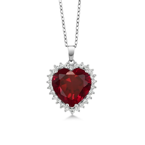 Gem Stone King 7.35 Ct 925 Sterling Silver Created Ruby Pendant With Complimentary 18" Chain