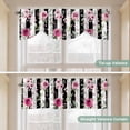 thumbnail image 5 of Pink Roses Tie Up Valance Curtains for Windows, Kitchen Curtains Window Treatments, Romantic Flowers Leaves Floral Black Stripes Short Window Shades Valances for Bedroom Bathroom Cafe 42"x18", 5 of 8