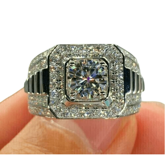 Aishvi Jewels 5 Ct Round Cut Lab created Halo Woman's Engagement Ring 14K White Gold Plated 925 Sterling Silver